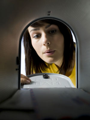 Woman checking mailbox