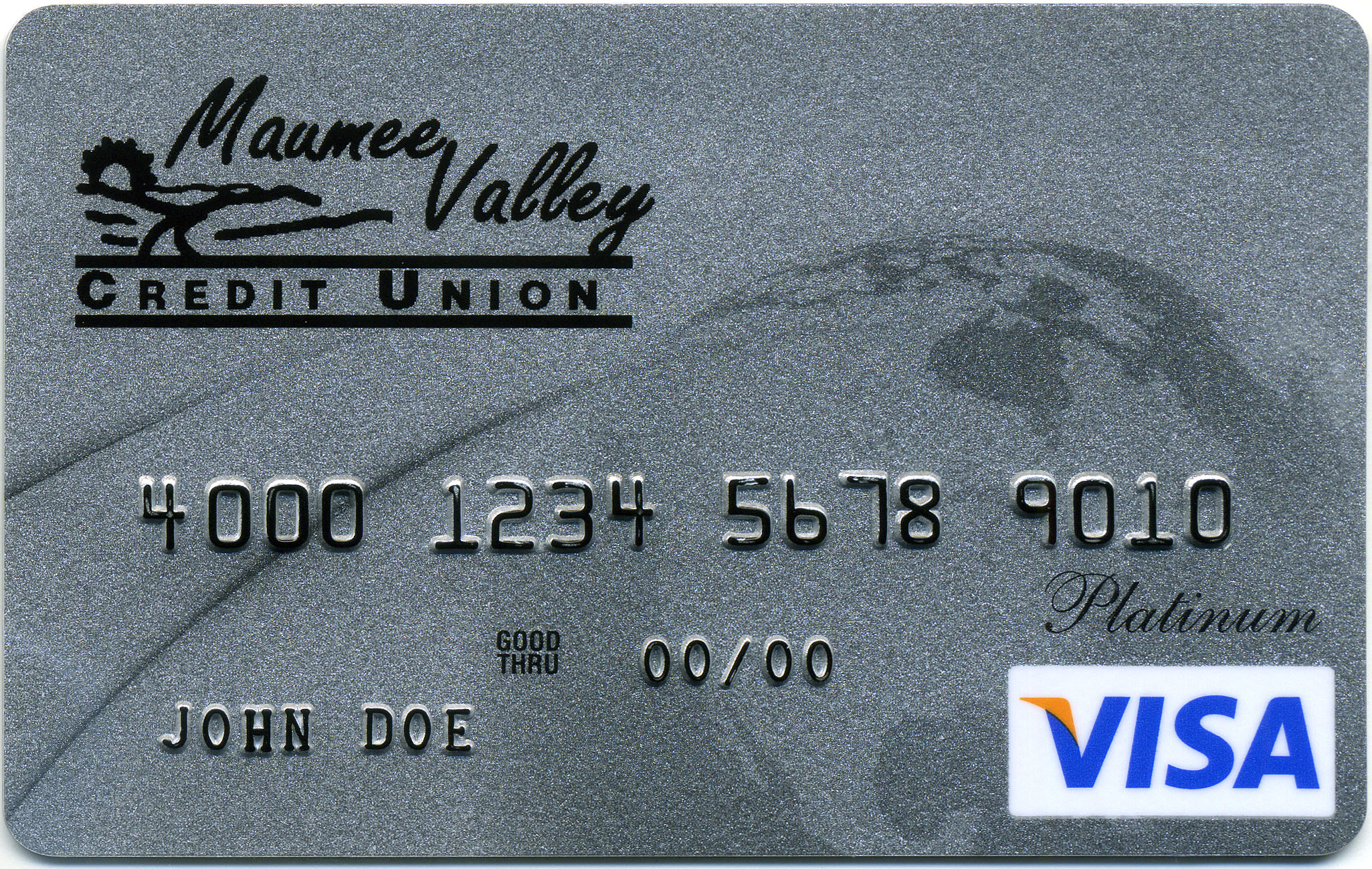 Visa card with Maumee Valley Credit Union logo